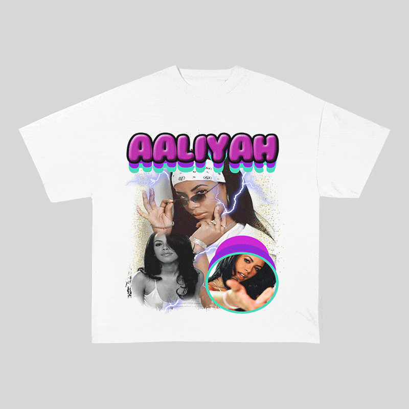 RDMCLOTHINGART tapestry hoodie AALIYAH HEAVY WEIGHT COTTON TEE-9113