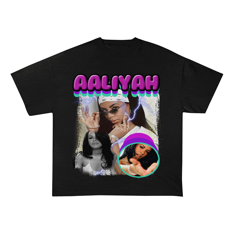 RDMCLOTHINGART tapestry hoodie AALIYAH HEAVY WEIGHT COTTON TEE-9113
