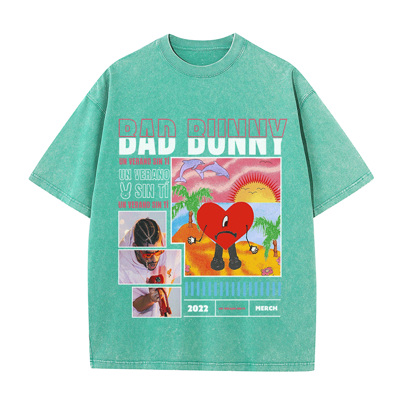 RDMCLOTHINGART tapestry hoodie BAD BUNNY HEAVY WEIGHT COTTON TEE-8989