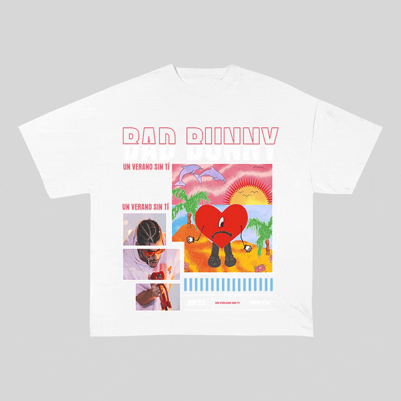 RDMCLOTHINGART tapestry hoodie BAD BUNNY HEAVY WEIGHT COTTON TEE-8989