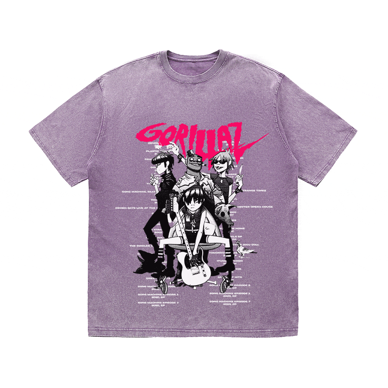 RDMCLOTHINGART tapestry hoodie GORILLAZ HEAVY WEIGHT COTTON TEE-8932