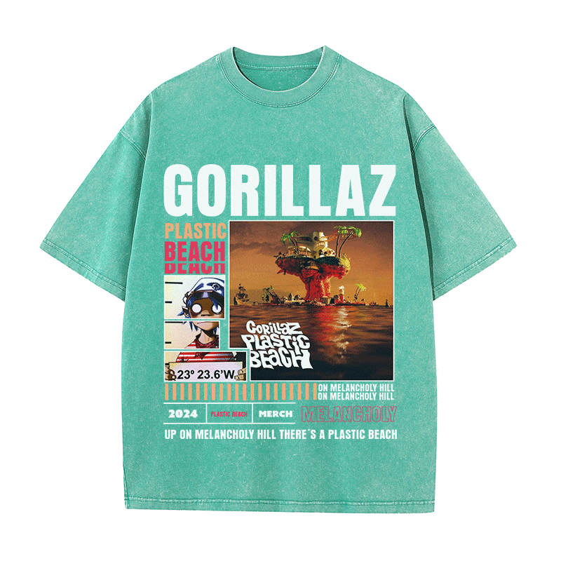 RDMCLOTHINGART tapestry hoodie GORILLAZ HEAVY WEIGHT COTTON TEE-8998