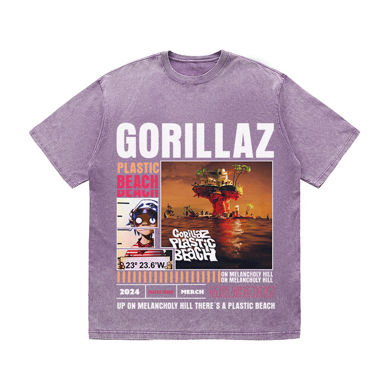 RDMCLOTHINGART tapestry hoodie GORILLAZ HEAVY WEIGHT COTTON TEE-8998