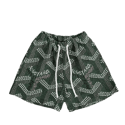 GREEN GY TAPESTRY SHORTS - RDMCLOTHINGART
