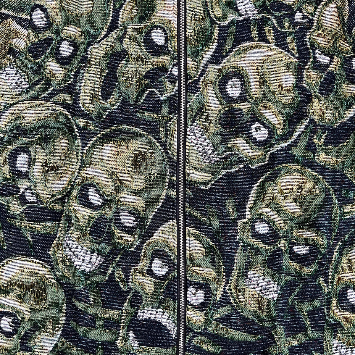 RDMCLOTHINGART tapestry hoodie GREEN SKULL Tapestry JACKET