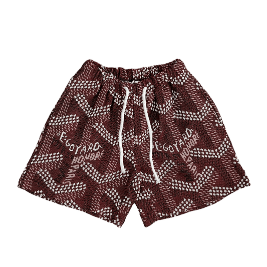 RED GY TAPESTRY SHORTS - RDMCLOTHINGART