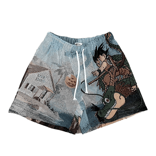 YOUNG GOKU TAPESTRY SHORTS - RDMCLOTHINGART